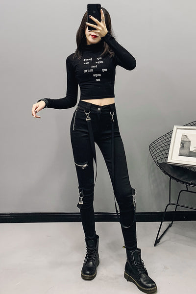 Pantalones Negros Cintura Alta Elásticos Ajustados para Mujer - Image 3
