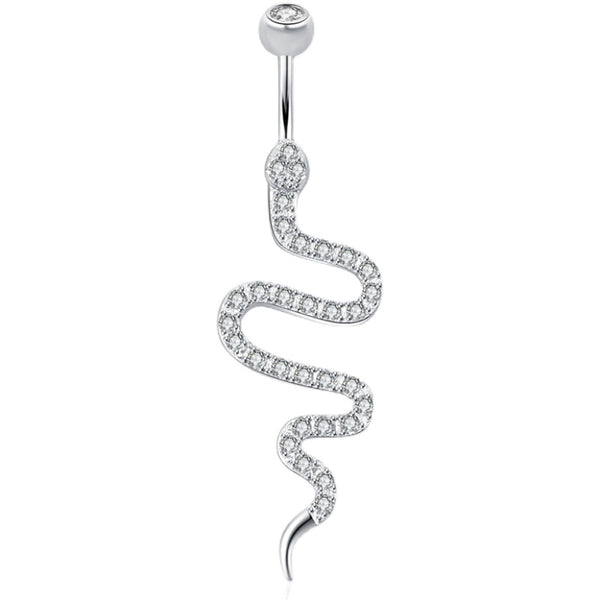 Piercing Ombligo Plata de Ley con Diseño de Serpiente y Circonita - Image 8