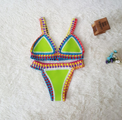 Bikini Tejido a Mano Multicolor - Traje de Baño Crochet Elástico para Mujer - Image 8