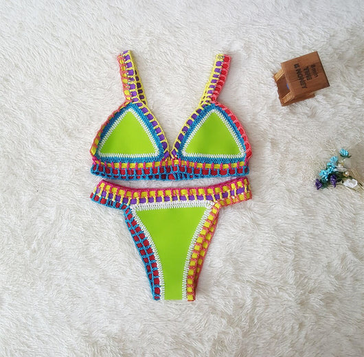 Bikini Tejido a Mano Multicolor - Traje de Baño Crochet Elástico para Mujer - Image 8