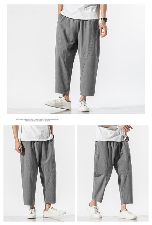 Pantalones Casuales Talla Grande Hombre - Corte Recto Algodón Lino Estilo Retro - Image 21