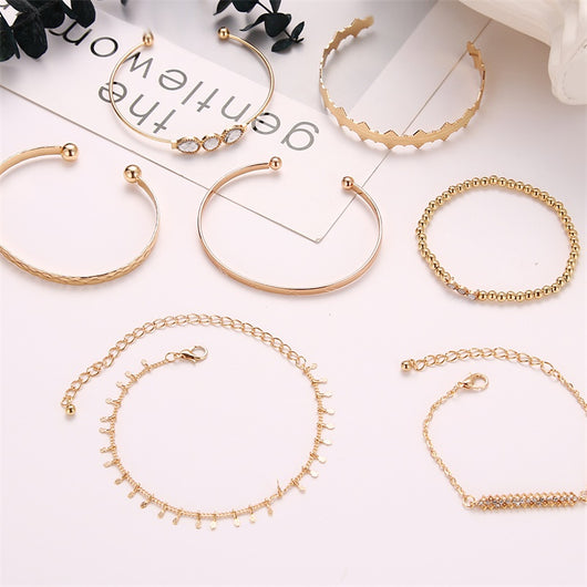 Pulsera Étnica de 7 Piezas con Diamantes - Image 5