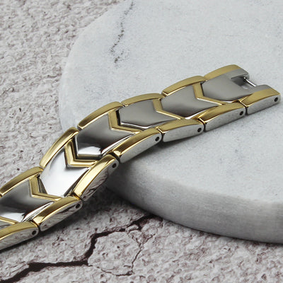 Pulsera Magnética Dorada de Doble Hilera - Image 5