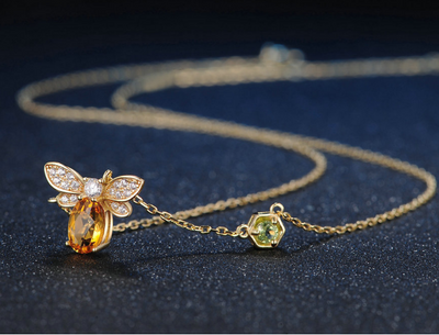 Collar de Abeja con Incrustación de Citrino y Peridoto Natural - Image 6