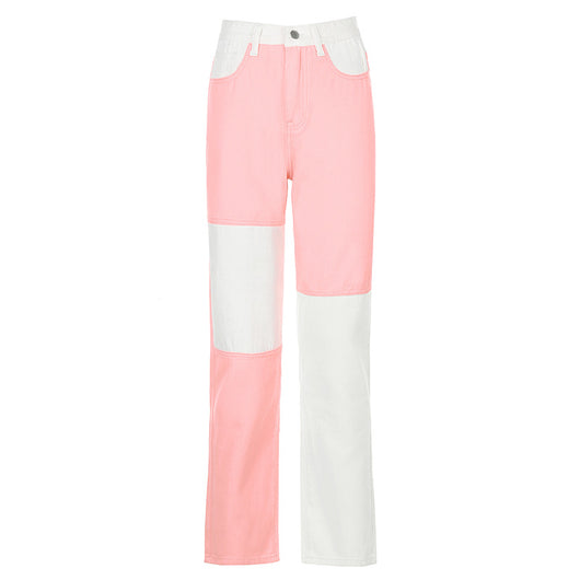 Jeans Casual Hip-hop con Costuras Combinadas - Image 12