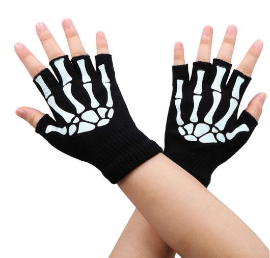 Guantes Unisex Mitad Dedo Patrón Calavera Simplicidad - Image 3
