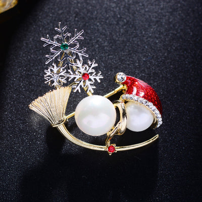 Broche Navideño Muñeco de Nieve Adorable con Perla y Esmalte - Image 10