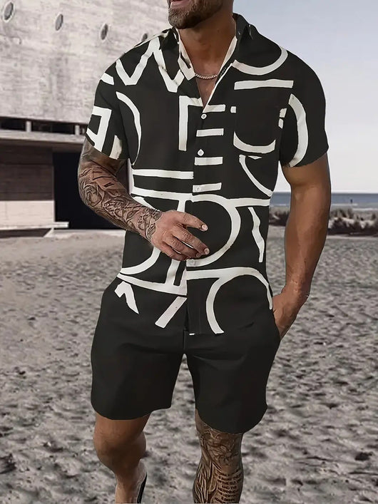 Traje Hawaiano Hombre 3D Estampado Manga Corta - Image 34