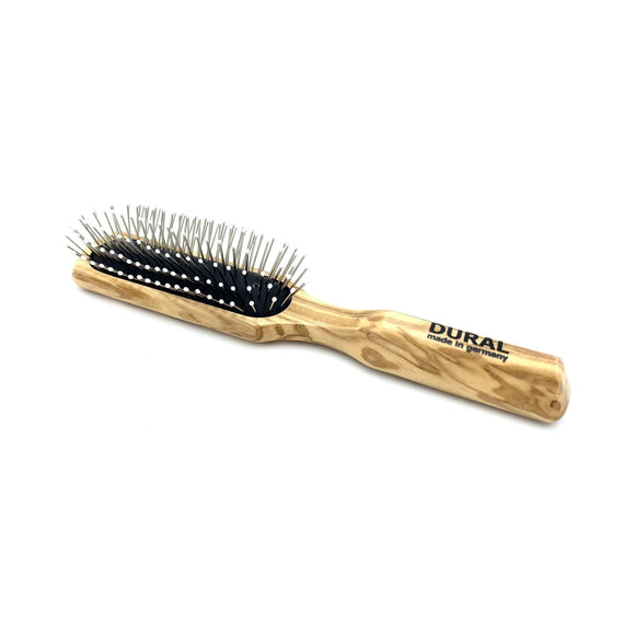 Escova de Cabelo Profissional de Madeira de Oliveira com Cerdas de Aço