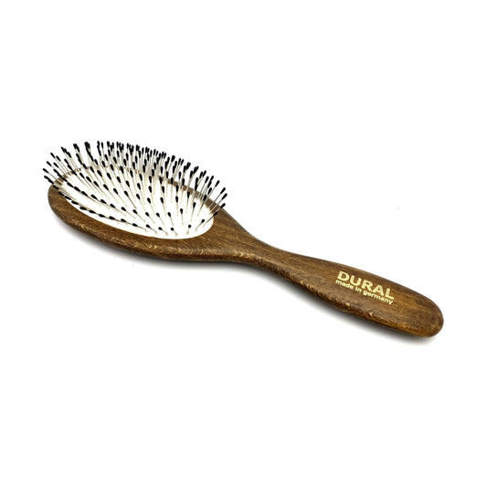 Dural Hair Brush For Styling &amp; Care Rubber Cushion Steel Pins with Plastic Ball Tips Beech Wood