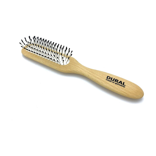 Dural Hair Brush For Styling &amp; Care Rubber Cushion with Steel Pins with ball tips Beech Wood