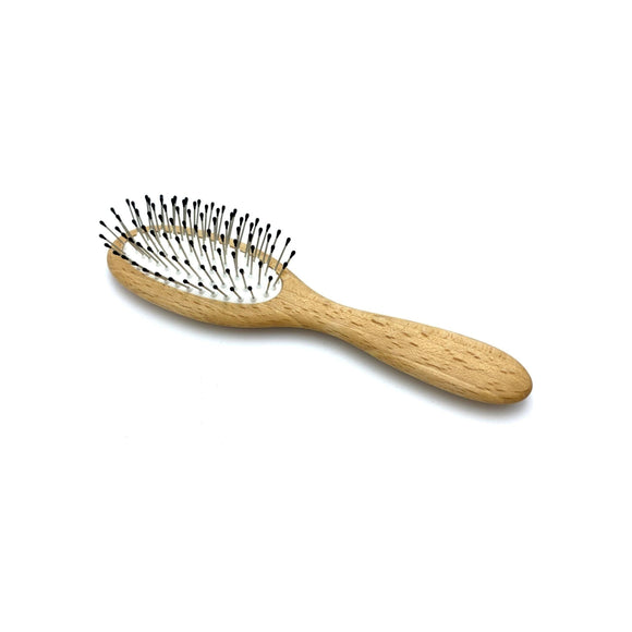 Cepillo de Madera de Haya con Cojinete de Goma y Púas de Acero - Cuidado y Peinado Profesional