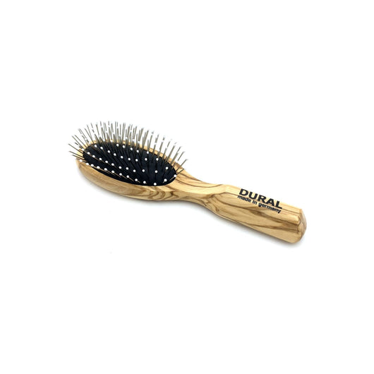 Olive Wood Hair Brush with Steel Pins for Combing and Hair Care