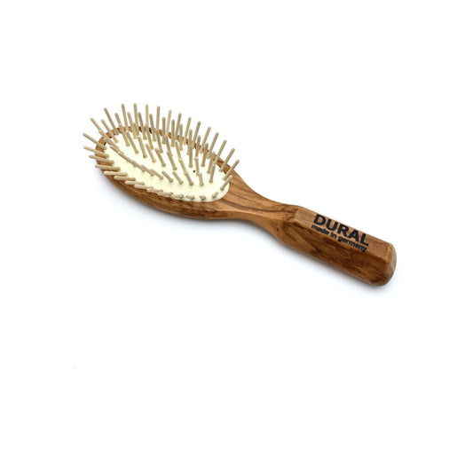 Dural Hair Brush For Styling &amp; Care Rubber Cushion With Wooden Pins Olive Wood