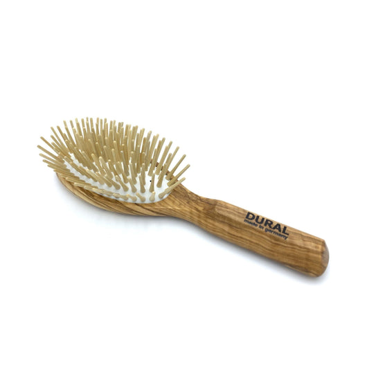 Olive Wood Hairbrush with Rubber Cushion for Styling and Hair Care