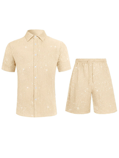 Conjunto de Camisa Brillante y Pantalón Corto para Hombre - Image 33