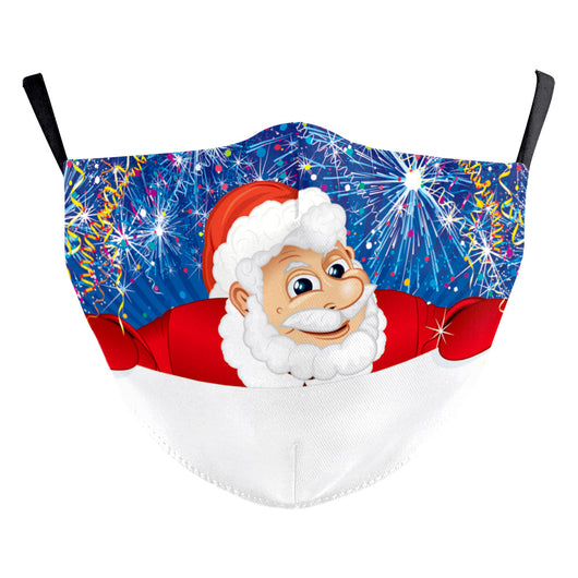 Light blue Christmas dust mask with a cartoon cool Santa Claus wearing sunglasses and gold rings, pointing forward. - Image 22