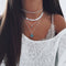 Multi layer necklace with powder crystal and diamond Plateado
