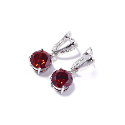 Four-piece jewelry set with silver-toned metal and round deep pink gemstones, including a necklace, bracelet, ring, and earrings. - Image 20