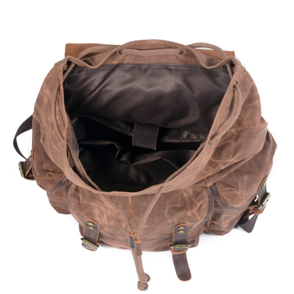 Mochila Retro de Lona Encerada para Estudiantes y Viajeros