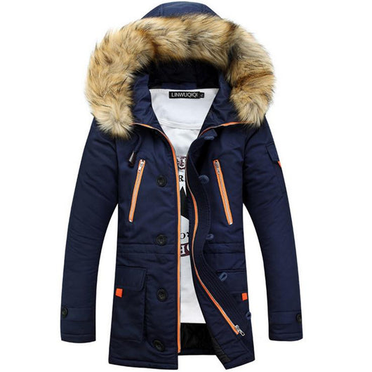 Chaqueta Larga de Invierno para Hombre con Cuello de Piel Sintética - Image 4
