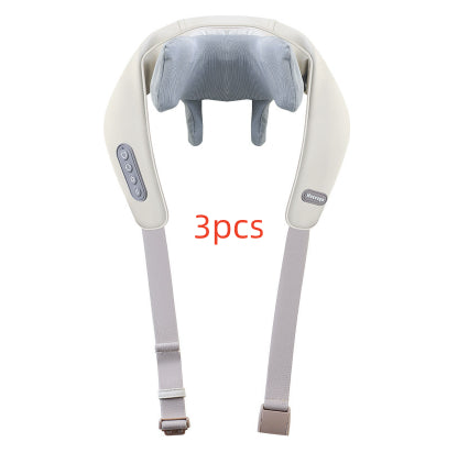 Light gray shoulder and neck massager with blue trim, featuring control buttons and adjustable straps. - Image 27