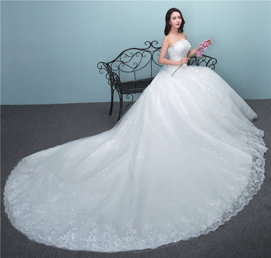 Vestido de Novia Elegante Talla Grande con Cola Larga - Fabricante Mayorista - Image 5