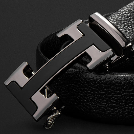 Cinturón de Cuero para Hombre con Hebilla Automática y Patrón Texturizado - Image 8