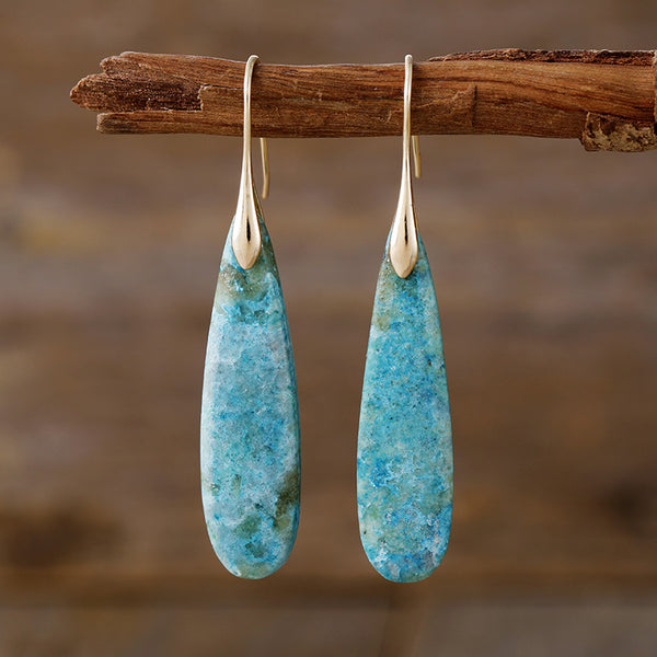 Aretes de Piedra Natural Lujo Ligero - Gotas de Agua Elegantes