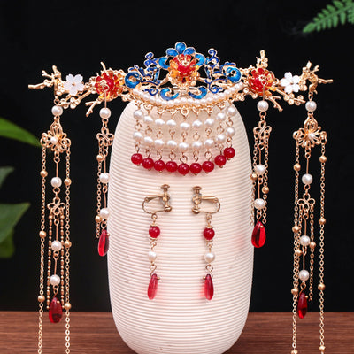 Juego Completo de Accesorios para Cabello Estilo Antiguo con Corona de Hada y Peineta Mariposa - Image 12