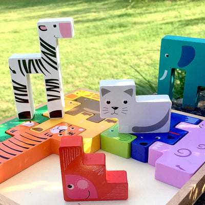 Bloques de Construcción de Animales en Madera - Puzzle Educativo Infantil - Image 9