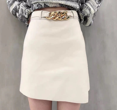 Falda A-línea Cintura Alta Slim con Cadena Metálica - Image 7