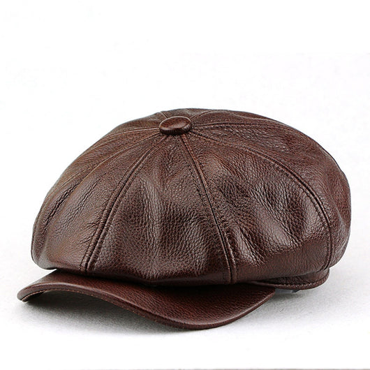 Gorra Octagonal de Cuero Vacuno Británico para Mujer con Visera - Image 9