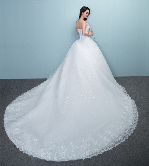 Vestido de Novia Elegante Talla Grande con Cola Larga - Fabricante Mayorista
