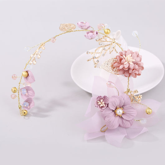 Accesorio para Cabello Nupcial con Rama Dorada y Flores en Hoja de Oro - Image 8