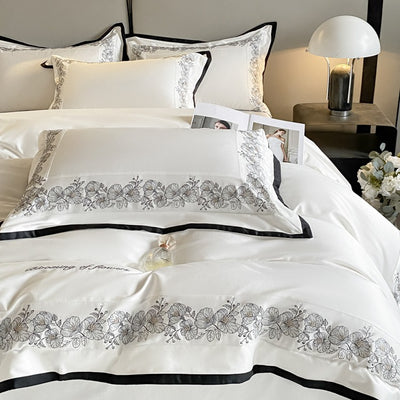 Juego de Cama 4 Piezas Algodón Pima 120 Hilos con Bordado Elegante - Image 4