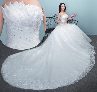 Vestido de Novia Elegante Talla Grande con Cola Larga - Fabricante Mayorista