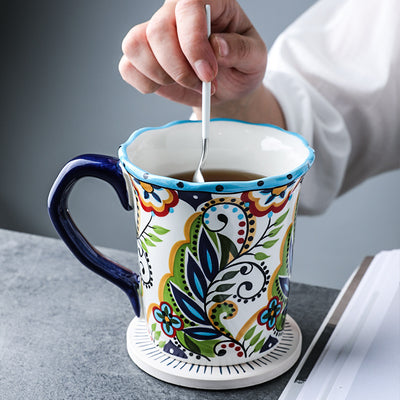 Taza de Cerámica Pintada a Mano Estilo Bohemio - Image 3