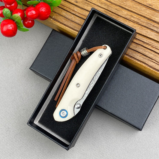 Cuchillo Plegable Portátil de Acero Damasco para Aventuras al Aire Libre - Image 6