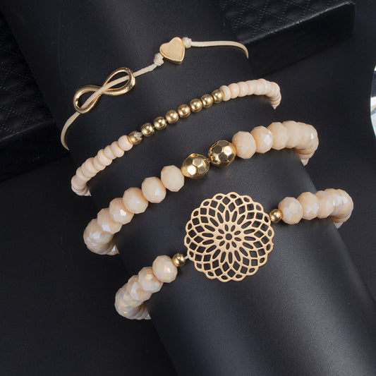Pulsera de cuentas con lazo floral