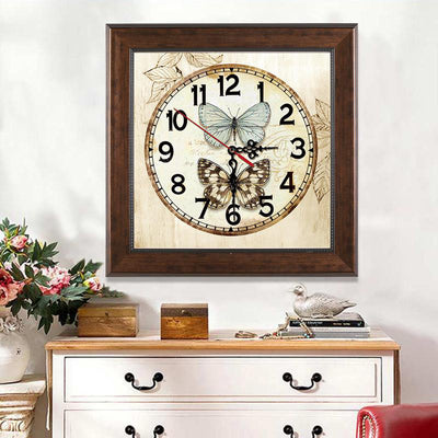 Reloj de Pared Mariposa con Diamantes de Punto de Cruz - Image 4