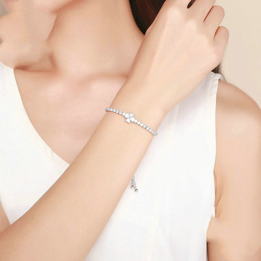 Pulsera de Plata Esterlina con Trébol de Cuatro Hojas - Image 3