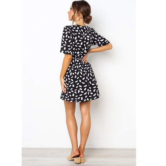 Vestido de Encaje Estampado con Botones - Image 3