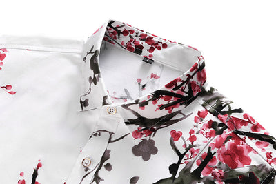 Camisa de Satén Floral Manga Larga Ajustada Talla Grande para Hombre - Image 4