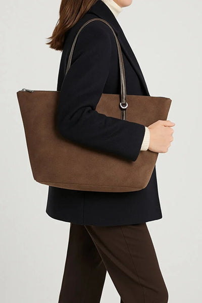 Bolso Shopper de Gamuza Marrón para Mujer - Image 5