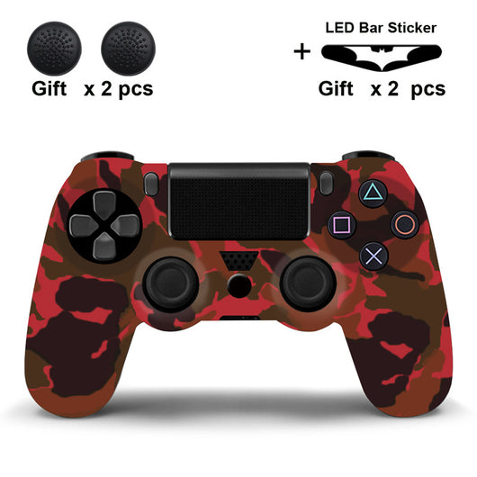Black and white paisley PS4 controller protector with two black thumb grip covers and two Batman LED bar stickers. - Image 6