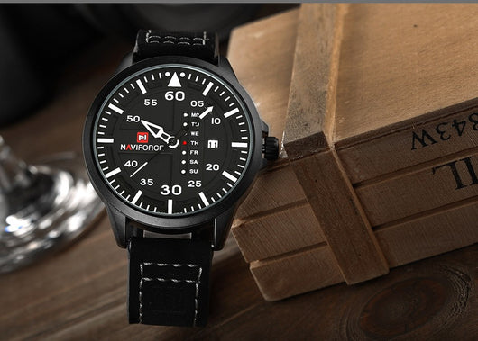 Reloj Deportivo Militar NAVIFORCE para Hombre - Cuarzo con Calendario y Correa de Cuero - Image 3