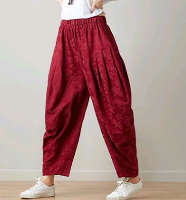 Pantalones Jacquard Étnicos para Mujer con Cintura Elástica - Primavera Verano - Image 5