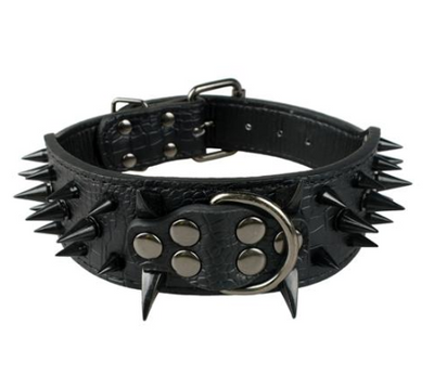 Collar de Cuero para Perro Grande con Púas Negras - Image 5