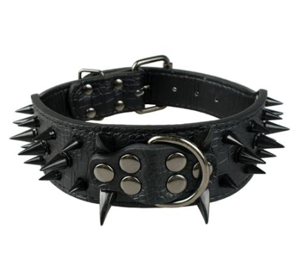 Collar de Cuero para Perro Grande con Púas Negras - Image 5